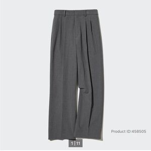 UNIQLO Wide-Fit Pleated Pants (Tall) Gray XS